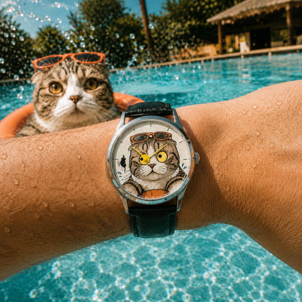 Custom Never Catch Watch — Your Cat, Moving Googly Eyes