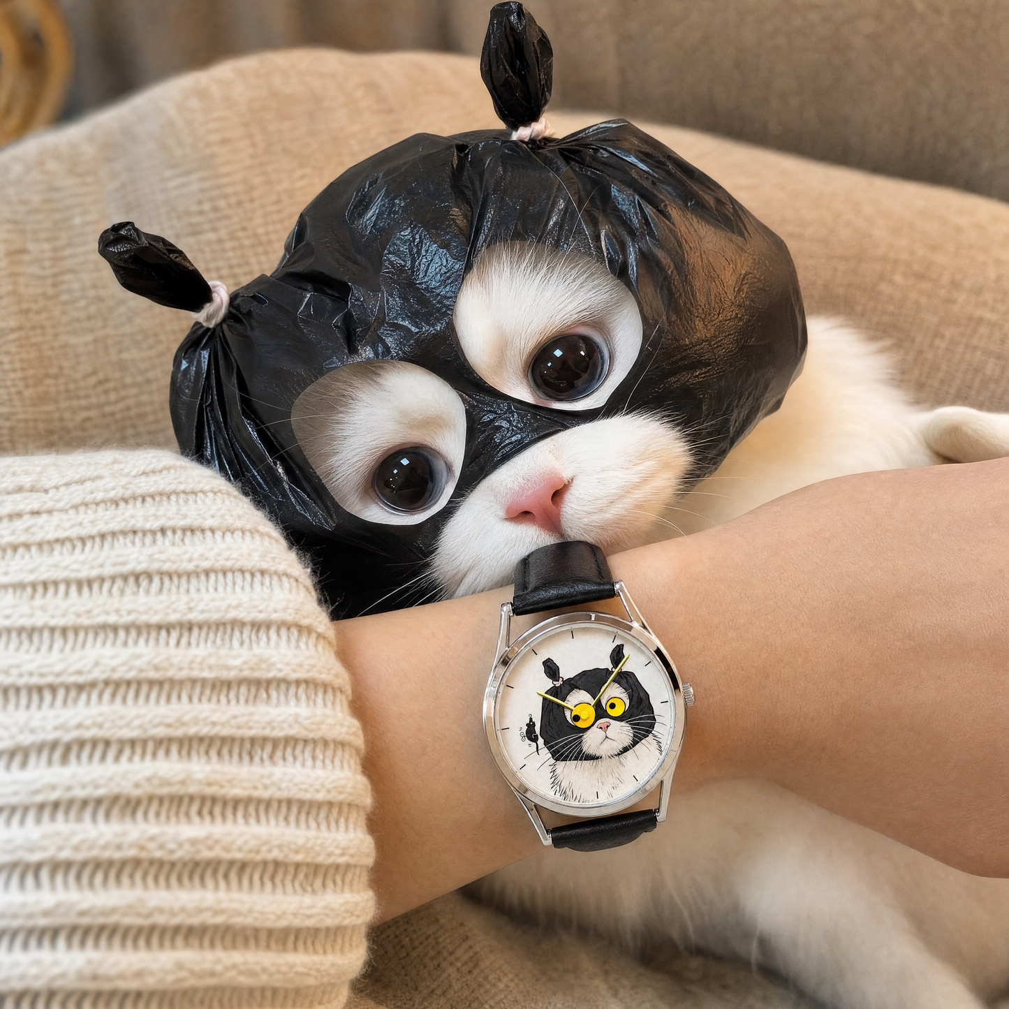 Custom Never Catch Watch — Your Cat, Moving Googly Eyes