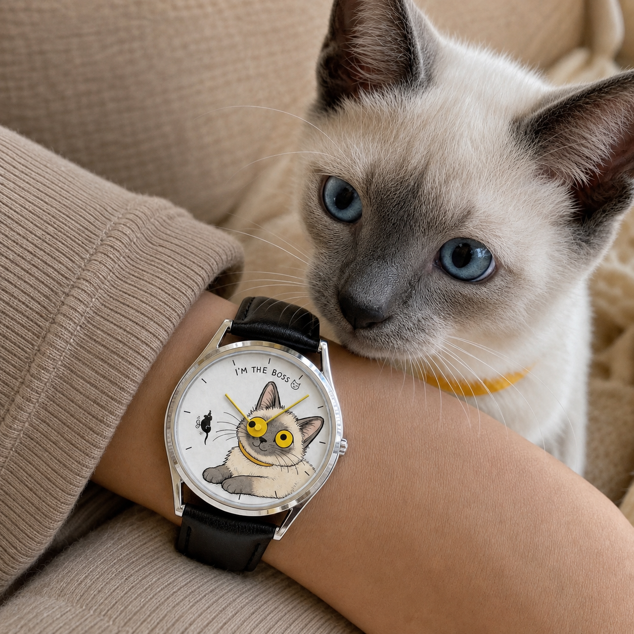 Custom Never Catch Watch — Your Cat, Moving Googly Eyes