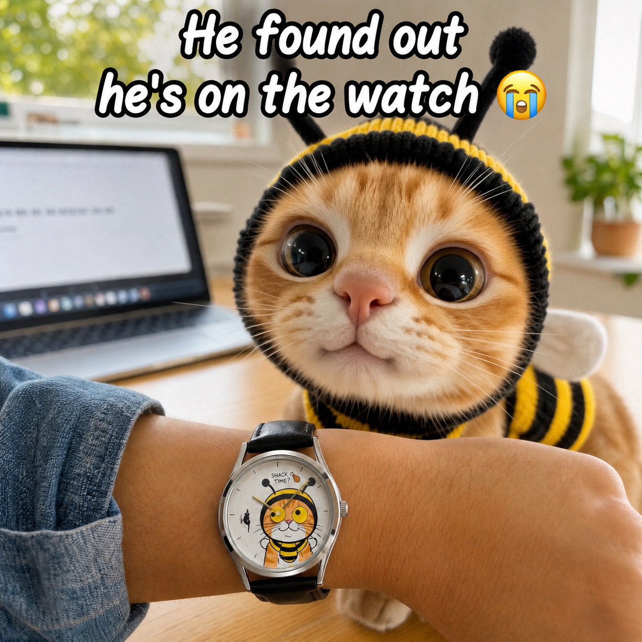 Custom Never Catch Watch — Your Cat, Moving Googly Eyes